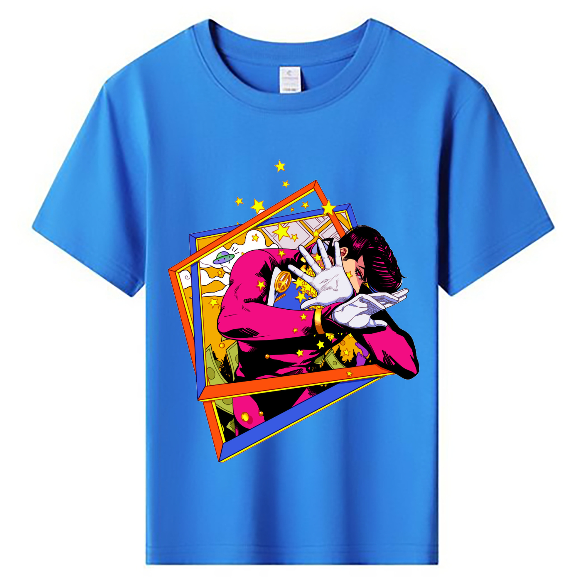 （画像用） ジョジョの奇妙な冒険 ひがしかた じょうすけ JoJo's Bizarre Adventure Higashikata Josuke 綿100％キッズTシャツ（フロントプリント）